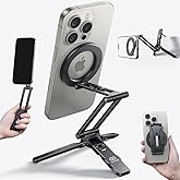 Lamicall for Magsafe Tripod Stand - [Ultra-Compact] Aluminium Magnetic Phone Tripod for iPhone 17/16 Pro Max, Flexible Cell Phone Mount Valentines Day Gift with 1/4" Screw, Arca & Hook Black
