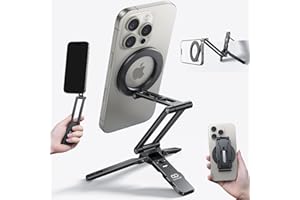 Lamicall for Magsafe Tripod Stand - [Ultra-Compact] Aluminium Magnetic Phone Tripod for iPhone 17/16 Pro Max Air, Flexible Cell Phone Bedstand Mount with 1/4" Screw, Arca & Hook Fits Travel Desk Black