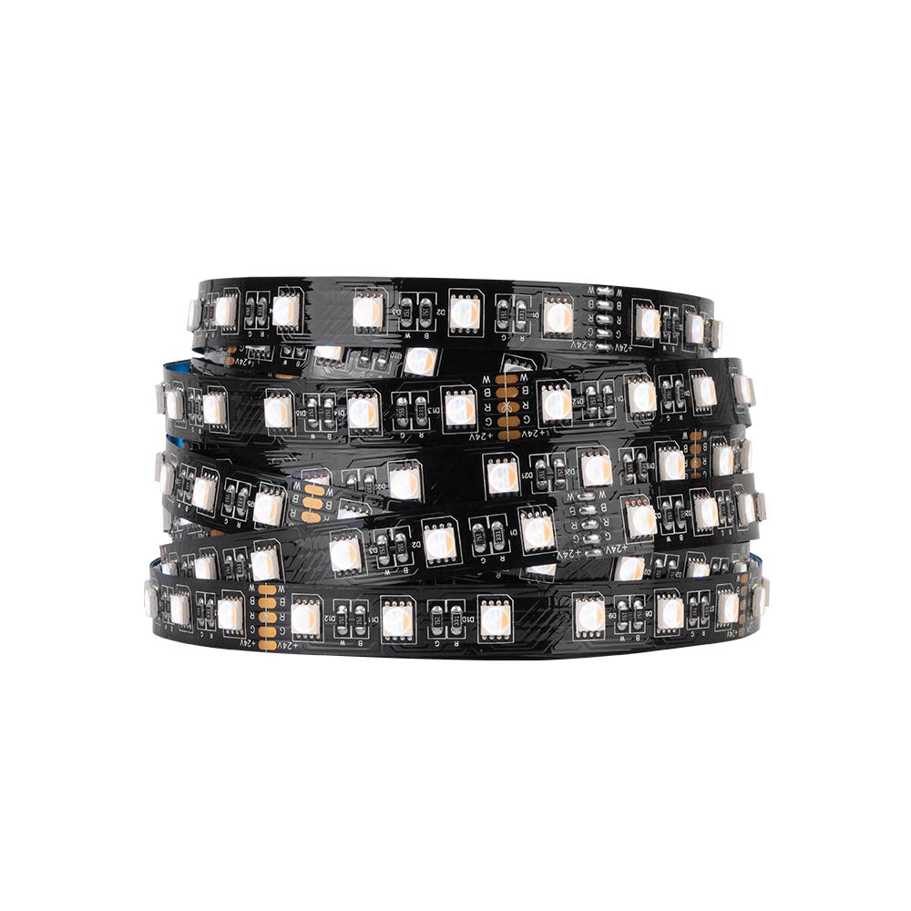 BTF-LIGHTING 5050 RGBW RGB+Warm White 4 Colors in 1 LED 16.4ft 60LEDs/m Multi-Colored LED Tape Lights IP30 Black PCB DC24V