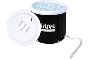 IRTREE Inflatable Portable Bathtub foldable bathtub Soaking Tub Inflatable Spa tub Ice Bath Tub for Adults Cold Plunge Tub Portable Ice Bath Tub for Athletes Ice Bath Ice Plunge Tub (Black-31.5")
