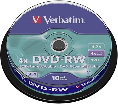 Verbatim 43552 4x DVD-RW Spindle 10 Pack 4.7GB Rewritable Discs