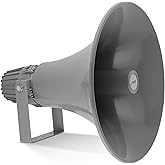 Pyle PA Horn Speaker - 16' 80W Compact Loud Sound Megaphone with 400Hz-5KHz Frequency, 16 Ohm, 100V/70V Transformer, Mounting Bracket, Ideal for Indoor/Outdoor Audio Systems (PHSP16, Gray)