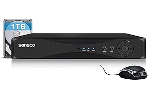 SANSCO 8 Channel 5MP Lite HD DVR Recorder with 1TB Hard Drive for CCTV Security Camera System, Support AHD/CVI/TVI/IP/CVBS(Analog) Cameras, Motion Detection, Email Alert, APP CMS Remote Viewing