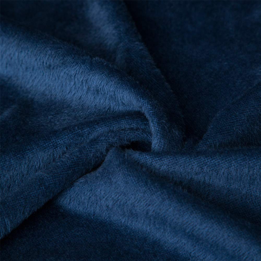 ACOMOPACK Velvet Sofa Cover Stretch Couch Cover for 2 Cushion Couch Cover Sofa Slipcover with Plastic Tuckers and Side Pocket for Living Room Furniture Protector for Dogs(Loveseat, Navy Blue)