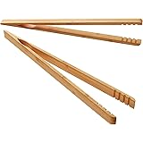 2 Pieces Bamboo Toast Tongs, 10.2 Inches Long Wood Toaster Tongs with Anti-slip Design, Tongs for Cooking with Cooking Oil Co