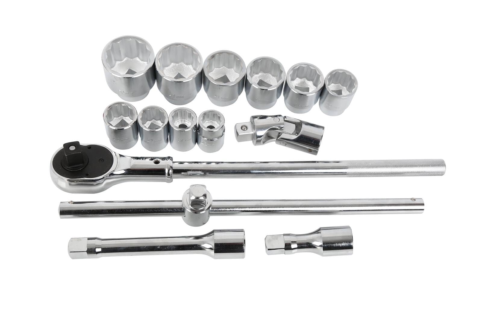 Ratchet+10 Double Hex Socket Set, 3/4 inch Drive, 22-50 mm