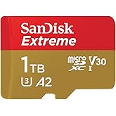 SanDisk 1TB Extreme microSDXC UHS-I Memory Card with Adapter - Up to 160MB/s, C10, U3, V30, 4K, A2, Micro SD - SDSQXA1-1T00-G