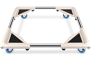 SPACECARE Mini Fridge Stand Furniture Dolly Mobile Roller with 4 Locking Wheels-Base Adjustable Refrigerator Washing Machine Stand Moving Cart- Appliance Dolly Cart Roller Pedestal - Off White