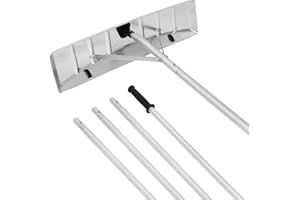 MECTL Snow Roof Rake, 5-20FT Aluminum Detachable Snow Rake for House Roof, 24" Blade with Wheels, Snow Rake