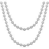 LuxeFlex 8mm Iced Out Round Beaded Chain for Men and Women, 14K Gold/White Gold Plated, 5A Zircon Luxury Bling Rapper Necklace, Diamond CZ Miami Hip Hop Jewelry