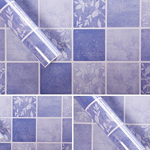WJIANLL Bathroom mosaic wallpaper Self-adhesive wallpaper bathroom toilet tile sticker waterproof Wall sticker kitchen anti-oil sticker 60 * 500cm
