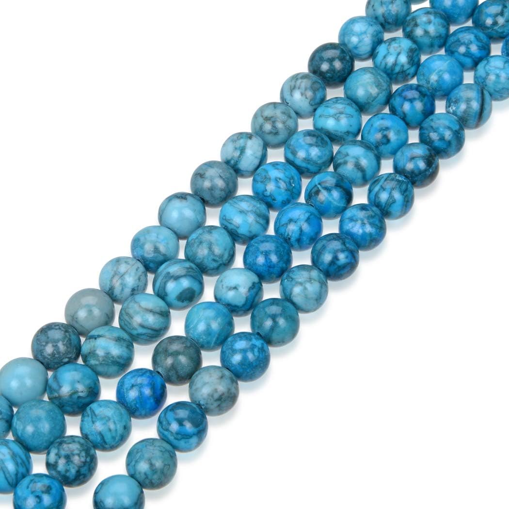 1 Strand Natural Blue Lace Jasper Gemstone 6mm (0.24 inch) Round Loose Stone Beads (~ 58-62pcs) for Jewelry Craft Making GF31-6