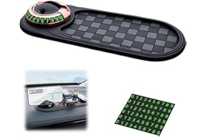 WUSAIRX Multifunction Car Anti-Slip Mat Auto Phone Holder - Universal Dashboard Pad & Rotating Car Phone Holder with Parking Number for Phones, Sunglasses & Keys (Gold)