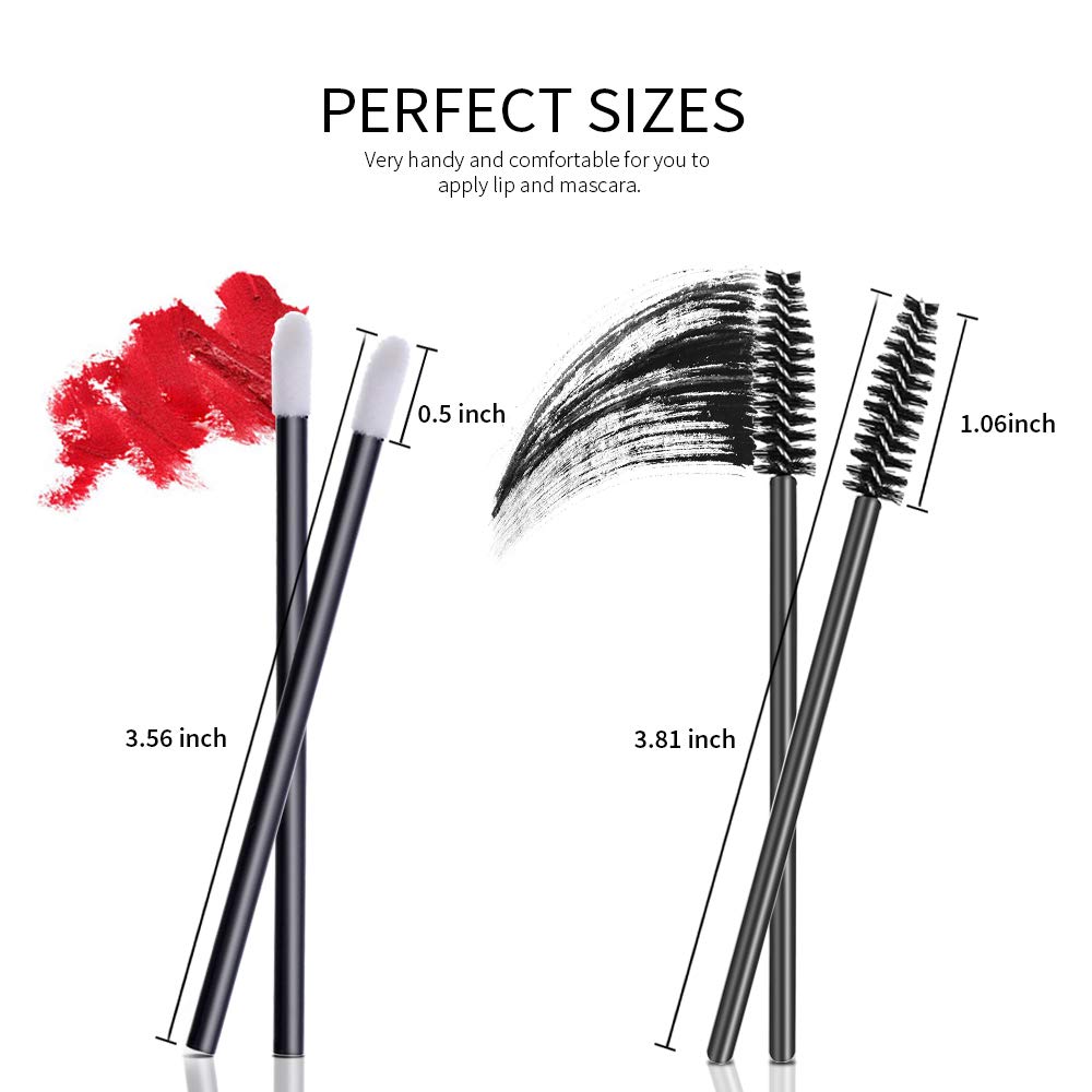 Disposable Makeup Applicators, Teenitor 100Pcs Lipstick Applicator Wands& 100Pcs Eyelash Mascara Wands Lip Gloss Lipstick Tester Eye Lash Brush Halloween Makeup: Beauty