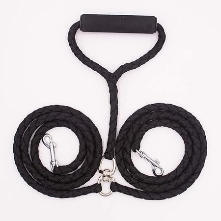 KoKoBin Geflochtene Doppelleine fur Zwei Hunde mit weichem Verdickungsgriff Dual Double Hundeleine aus Nylon,1,4 m lang