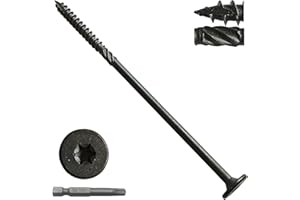 PUCISS Inch Lag Screws,Structural Wood Screws,Heavy-Duty Outdoor Deck Construction,Timber Screws,Framing,Rust Resistant Black Ceramic Coating,Torx Bit Included (1lb Black Flat Top, #14x6)