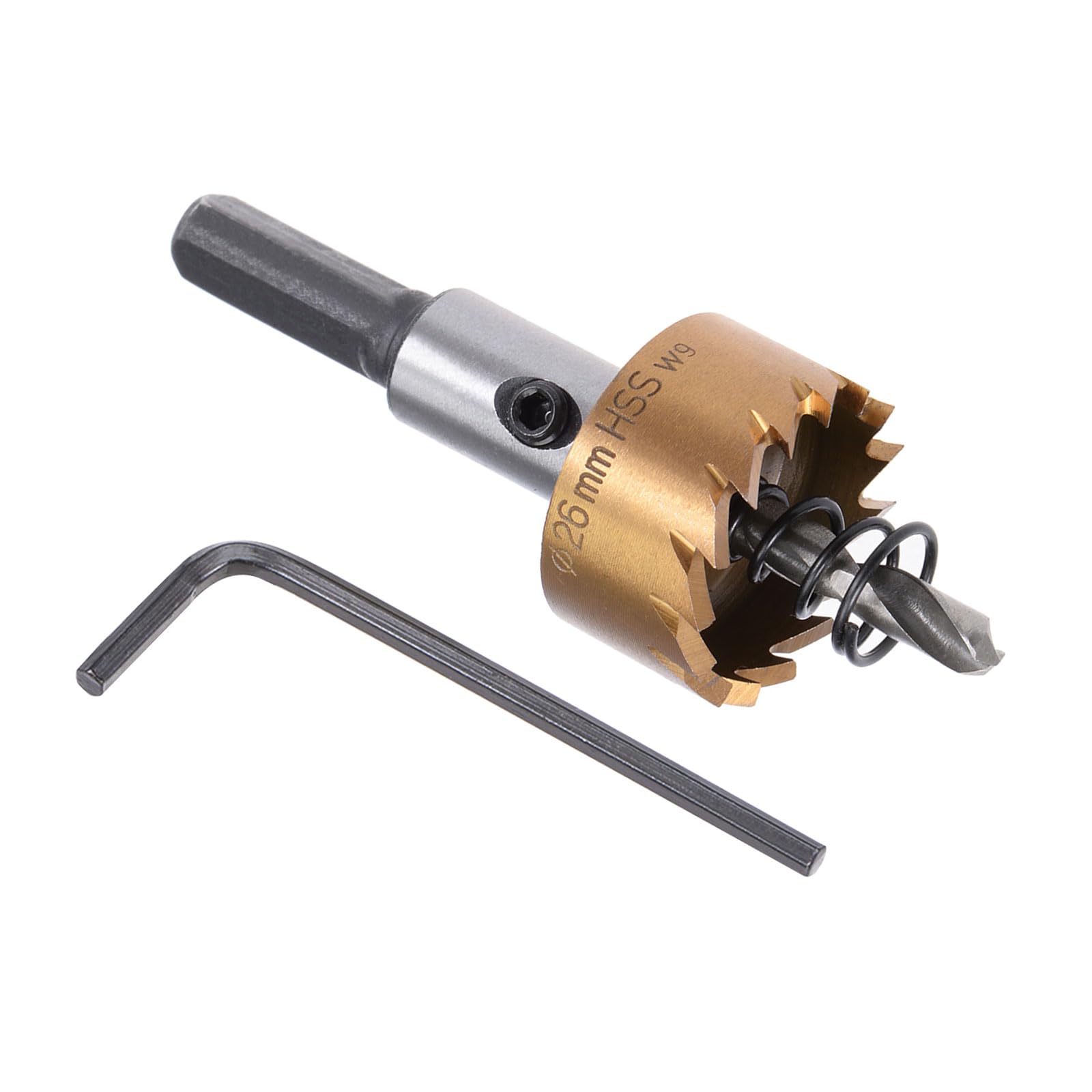 Kozelo 1pcs Hole Saw - [26mm] HSS (High Speed Steel) 4341 Drill Bit Hole Cutter for Stainless Steel Aluminum Metal Wood Plastic Use, Titanium Plated, Triangular Shank