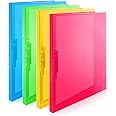 CRANBURY Punchless Clamp Binder (4-Pack, Assorted Colors), Ringless Binder Holds 100 Letter Size Pages, Documents, 8.5x11 Folder with Metal Clip for Home or Office, Transparent Acid-Free Poly