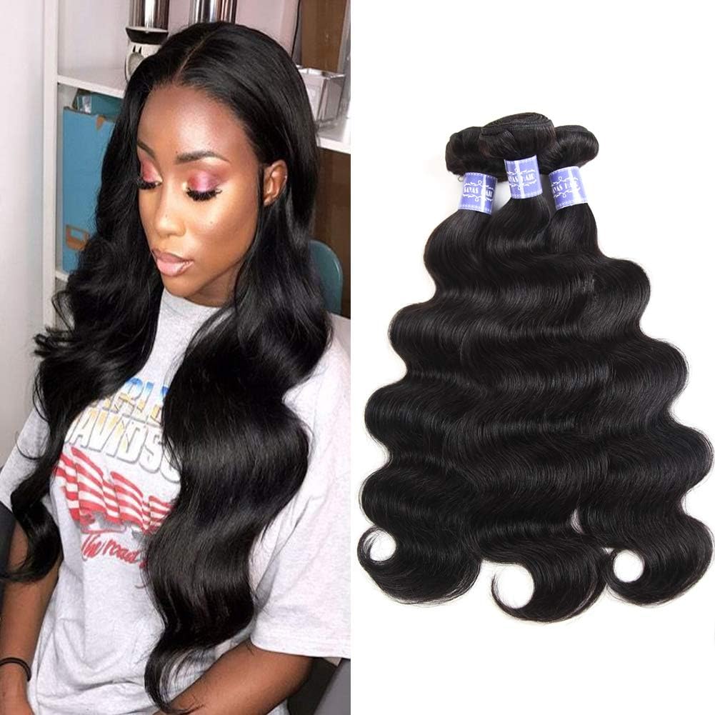 Sayas Hair 10A Grade 22 24 26 28 Inch 4 Bundles Brazilian Body Wave Human Hair Bundles Weave Hair Human Bundles Brazilian Virgin Hair For African Americans Women 100g Per Bundle