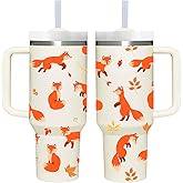 40 OZ Fox Tumbler with Handle.Fox Lover Cup Gift.40 OZ Unique Birthday Christmas Fox Tumblers Gifts for Women Men.