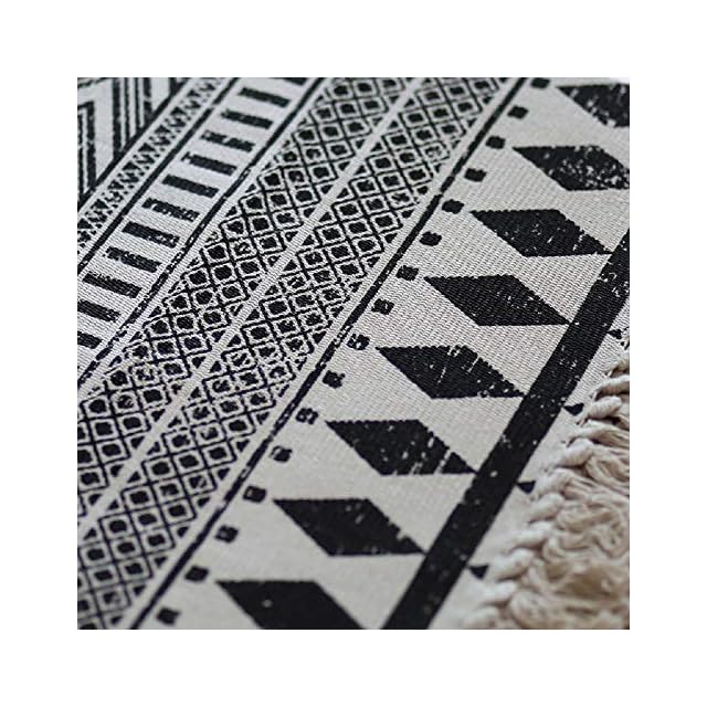 HEBE Cotton Area Rug Set 2 Piece 2'x3'+2'x4.2' Machine Washable Black