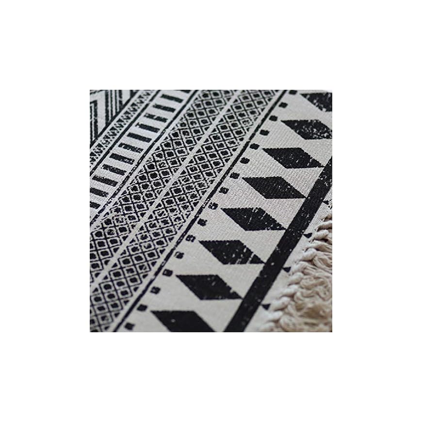 HEBE Cotton Area Rug Set 2 Piece 2'x3'+2'x4.2' Machine Washable Black