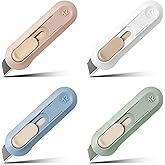 Box Cutter, 4PCS Small Utility Knife, Compact Easy Slide Retractable Blade, Package Opener for Home, Office, Travel, and DIY