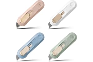 Box Cutter, 4PCS Small Utility Knife, Compact Easy Slide Retractable Blade, Package Opener for Home, Office, Travel, and DIY