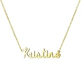 Women Jewelry Name Necklace Big Initial Gold Plated