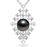 Atopearl Gift for Women Wife Daughter 10-11mm AAAA Tahitian Black Pearl Pendant Necklace Mothers Day Valentines Christmas Birthdays