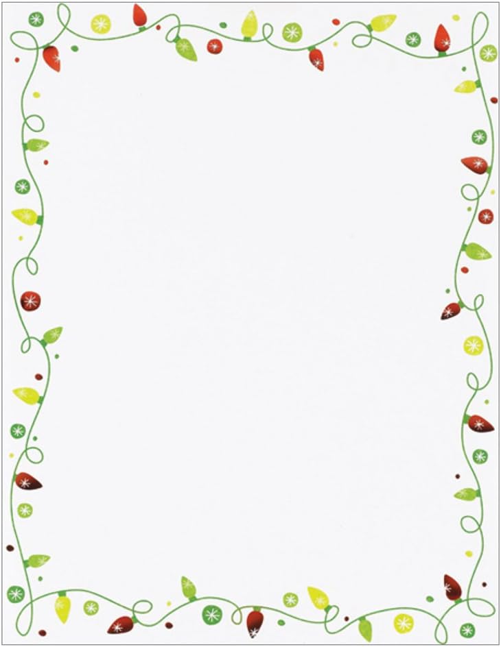 String of Christmas Lights Foiled Holiday Computer Printer Paper (120 Sheets)