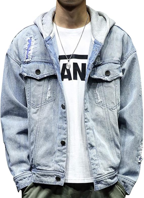 Chaqueta de mezclilla con gorro hombre Outlet