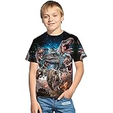 Boy Girls 3D Print Graphic Tees Funny Monsters Dinosaurs T-Rex Short Sleeve T Shirts for Youth Boys Girls 4-14 Years
