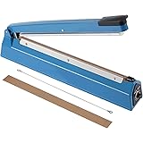 Ganggend 16 Inch Impulse Heat Sealer Manual Poly Bag Sealing Machine Adjustable Timer Heating Closer with Extra Replace Eleme