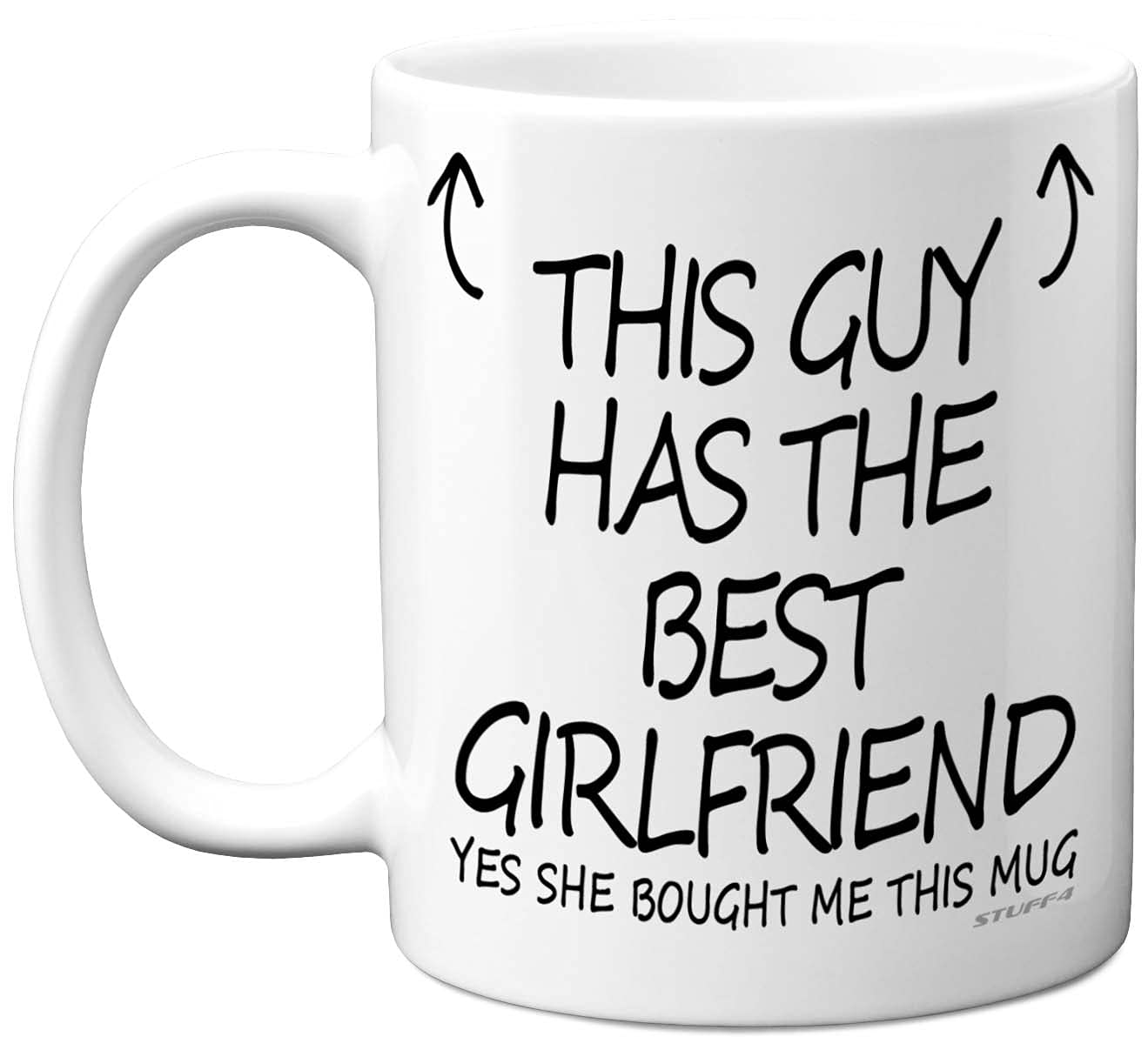 Stuff4 Valentines Mug for Boyfriend, This Guy Has The Best Girlfriend Mug, Anniversary for Him, Novelty, 11oz Ceramic Dishwasher Safe Coffee Birthday, Christmas, Valentine Gift - Made in UK