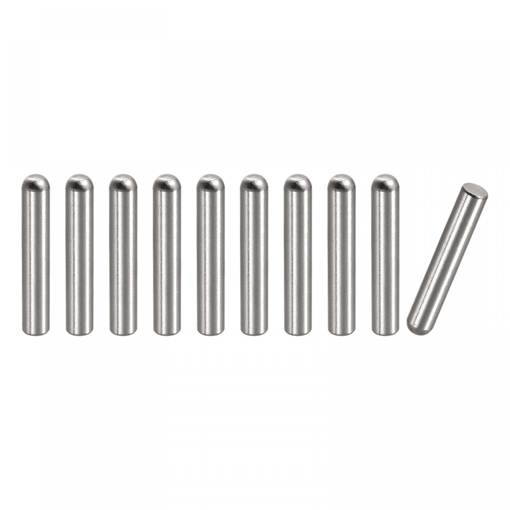 TOP-VIGOR 10Pcs 6mm x 30mm Dowel Pins, 304 Stainless Steel Round Head Flat Chamfered End Shelf Pegs Support Fasten Elements Silver Tone