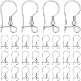SUNNYCLUE 1 Box 100Pcs Silver Ear Wire Hooks Kidney Earring Hooks Lever Back Fish Earwires Findings Teardrop Stainless Steel Long Ear Wires Connector for Jewelry Making Supplies DIY Dangle Earrings