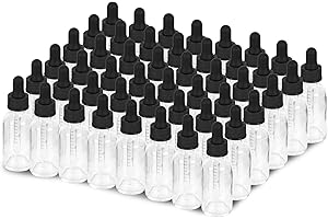 YONKAN 1 oz Dropper Bottle 48 Pack Clear Glass Boston Bottles 30ml with Eye Droppers Black Caps for Essential Oils, Perfume, Leak Proof Travel Bottles for Liquids