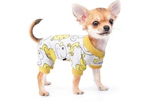 YIKEYO Small Dog Pajamas, Yorkie Pajamas Chihuahua Pjs,Stretchable Yellow Duck Design Pet Apparel, Dog Clothes for Teacup, Sleepwear for Small Dogs, Puppy Clothes Dog Jumpsuit (Yellow Duck, S)