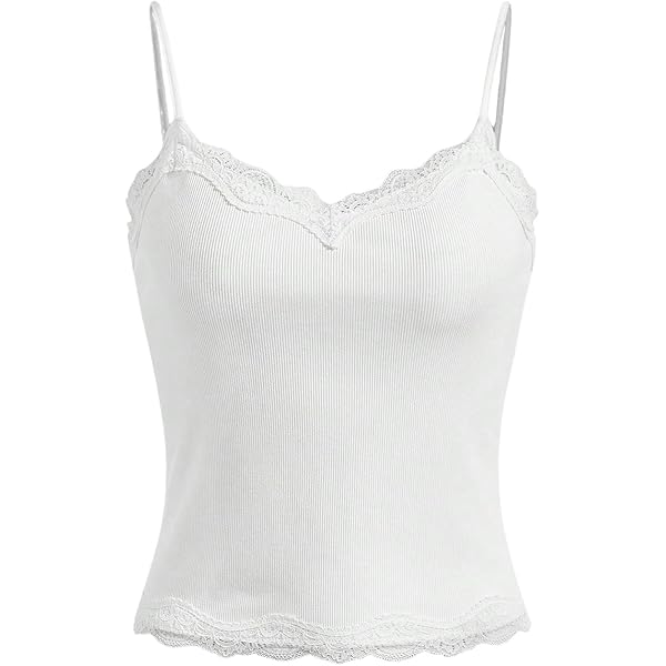 BEAUDRM Women's Bow Front Lace Tank Top Y2k Wide Strap