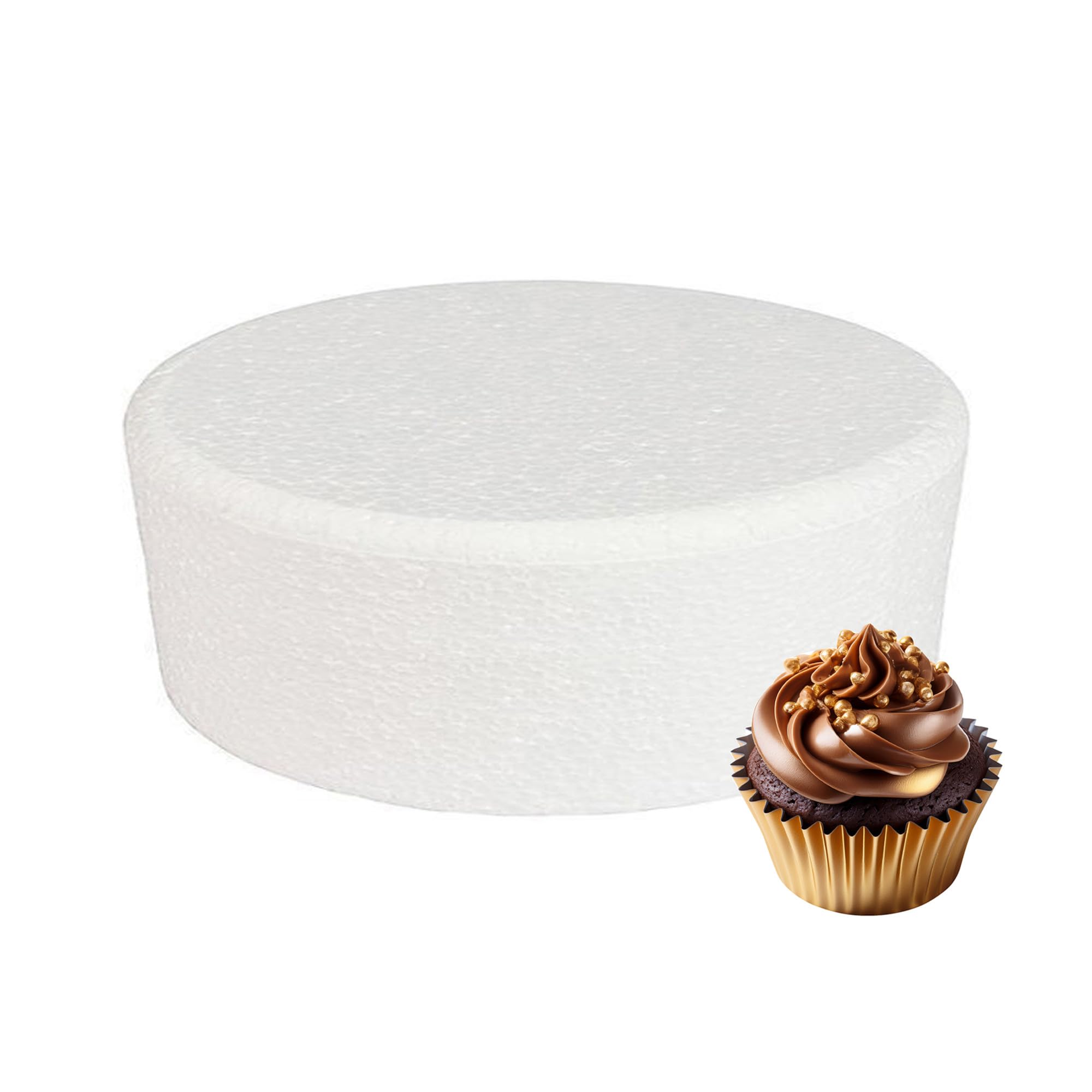 Culpitt 12" x 4" Round Cake Dummy, Bevelled Edge Cake Form, Practice Cake Decorating or Use for Creating Long-Lasting Displays, Smooth Polystyrene