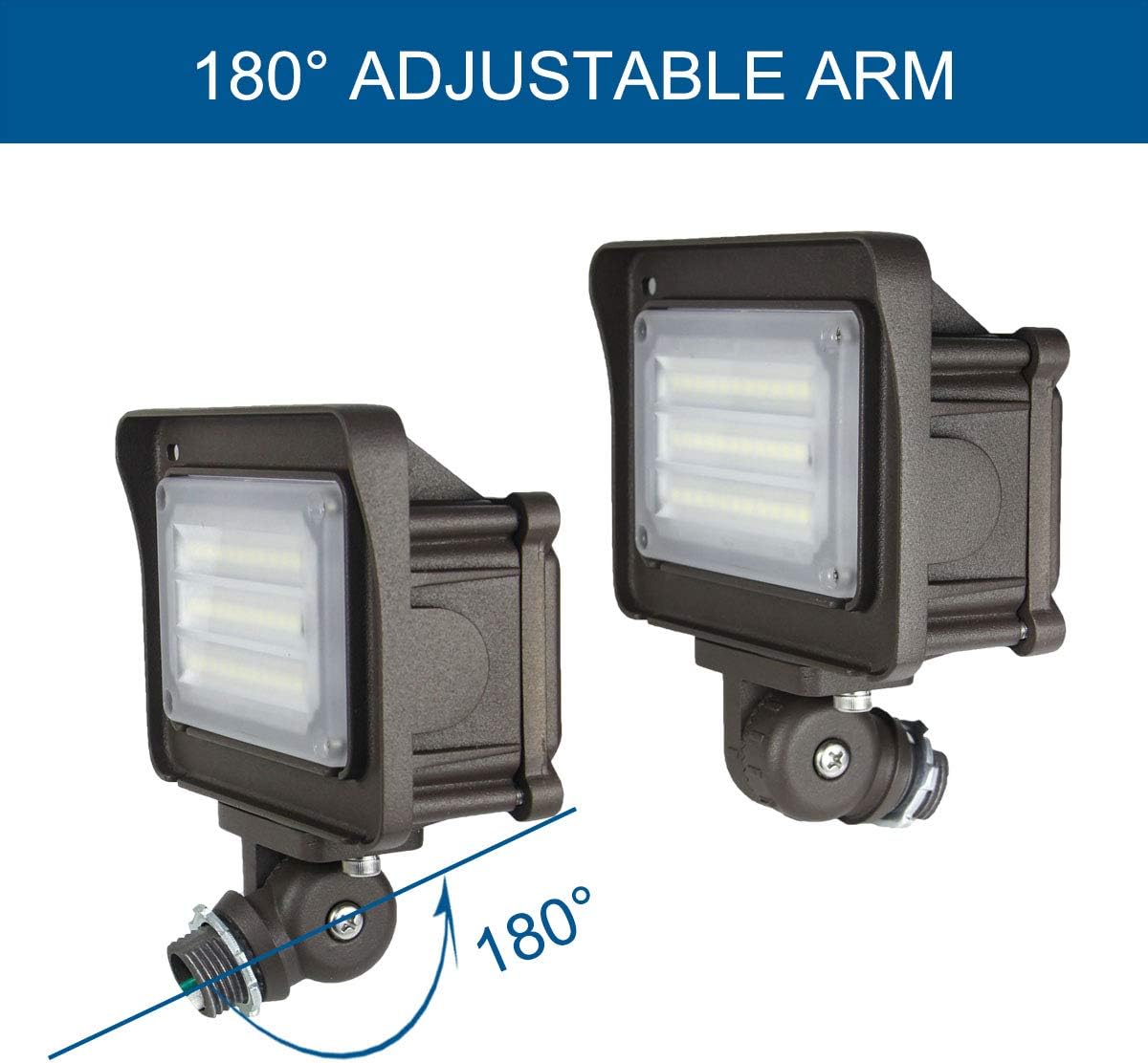 Dakason 30W LED Flood Light Outdoor, Dusk-to-Dawn Photocell 180° Adjustable Knuckle, 3600LM 5000K Replaces 100W HPS/MH, IP65 Waterproof Outdoor Security Lighting Fixture, 100-277Vac ETL DLC Listed: Home Improvement