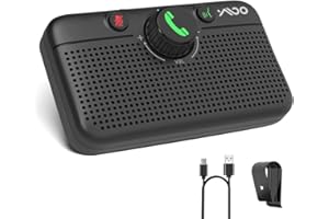 YMOO Bluetooth 5.0 Car Speaker,3 W x 2 Powerful Sound,40h Working Time Bluetooth Hands Free Car Kit with CVC 8.0 Noice Concelling Calling, Motion Auto On, Siri Google Assistant Support