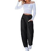 CUPSHE Women Pants High-Waisted Cargo Pant Pockets Leg Cotton Fit Coverup Elastic Work Casual Dressy