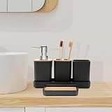 FEILANDUO 5 Pcs Bathroom Accessory Set Black Boho Modern Decor Dispenser view 5