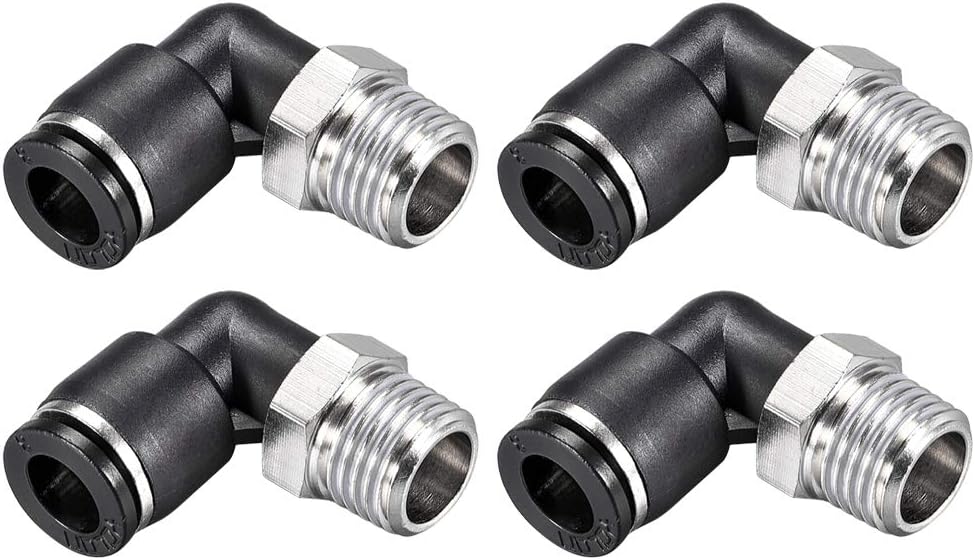 SLVC 6mm To 1/4 Thread Pneumatic Male Elbow Air Hose Pipe Quick Fittings,Pack Of