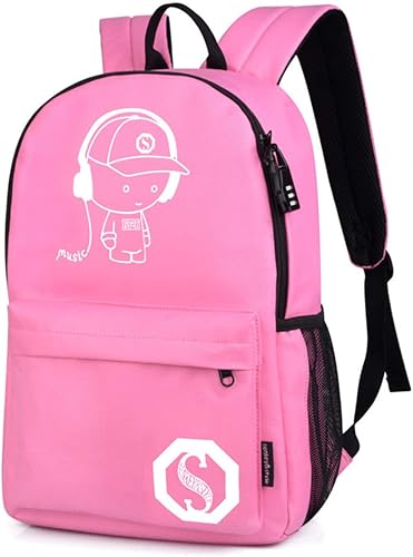 Amazon Co Jp 多機能 リュック 大容量 バックパック 可愛い 発光 盗難防止 Usb充電ポート搭載 男女兼用 旅行 登山 中学生 高校生 大きいサイズ ピンク 並行輸入品 シューズ バッグ