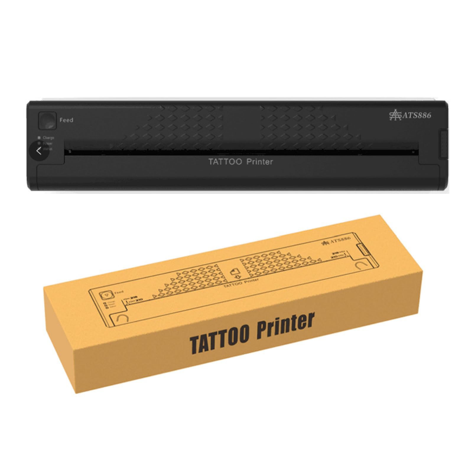 Mini Tattoo Transfer hine, Wireless Thermal Transfer Printer for Tattoo Stencil, 1200mAh Battery, USB/Bluetooth 5.0, Portable for Tattoo Artists, Includes 10 Sheets A4 Transfer Paper