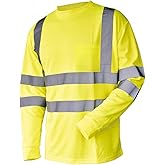 L&M® Hi Vis T Shirt ANSI Class 3 Reflective Safety Lime Orange Short Long Sleeve HIGH Visibility