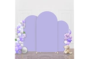 FRIIKO Wedding Arch Cover Set of 3 Spandex Fitted 2-Sided, Arch Stand Covers Round Top Chiara Backdrop Stands Cover for Birthday Party Baby Shower Ceremony Banquet Decoration 6FT 6.6FT 7.2FT, Light Purple
